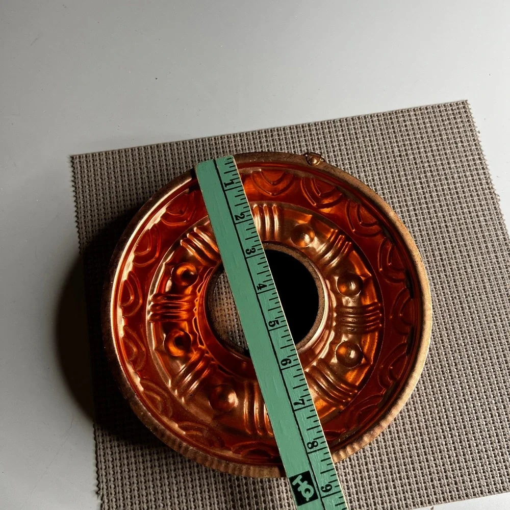 Vintage Copper Ring Mold 3.5 Cup Embossed Decorative Jello Bundt Cake Pan 8.5